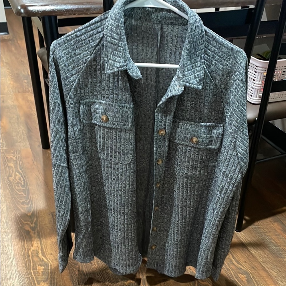 Maurices Textured Gray Button-Up Cardigan